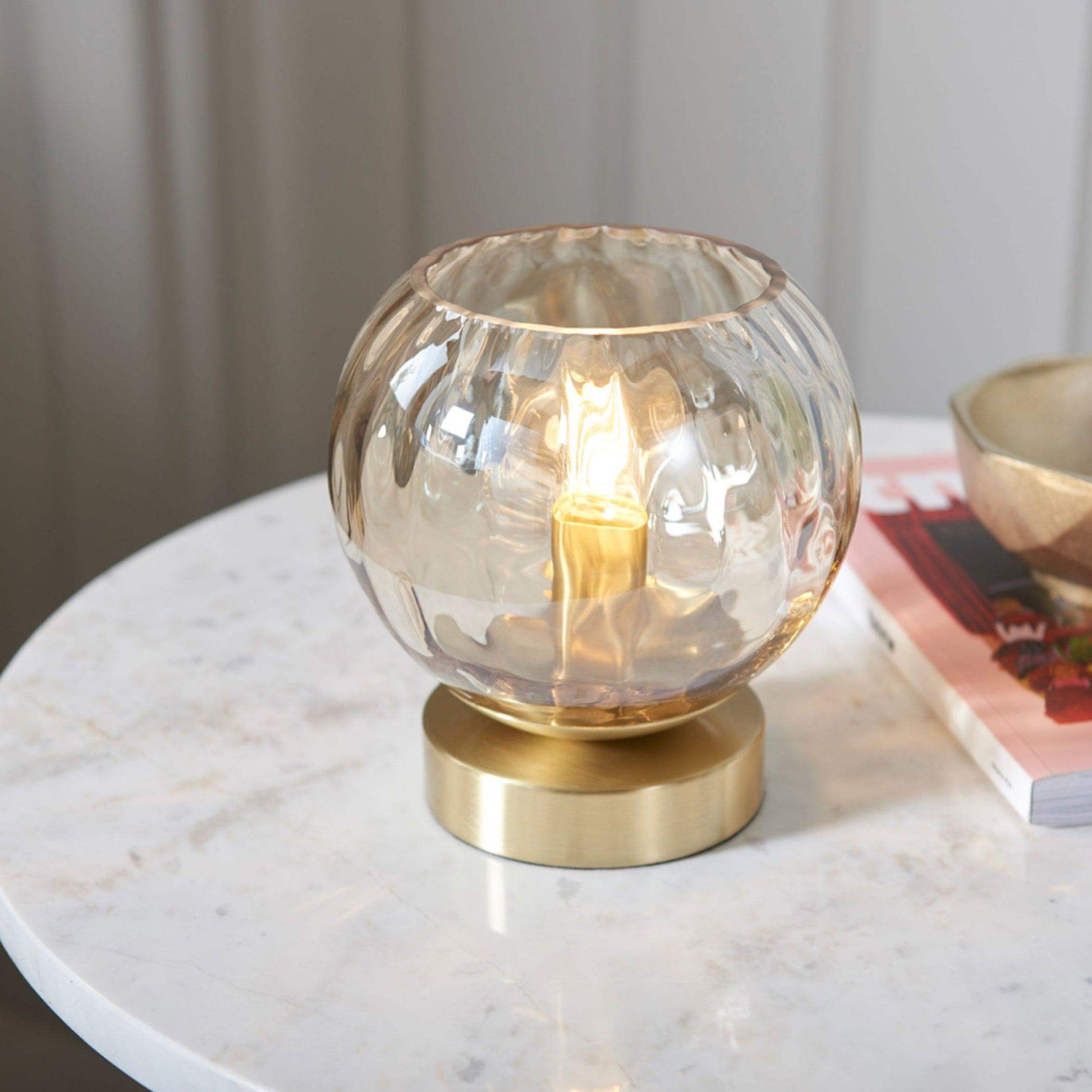 Champagne Lustre Glass Globe Table Lamp - The Farthing