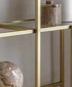 Champagne Metal and Glass Open Display Shelf Unit