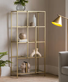 Champagne Metal and Glass Open Display Shelf Unit 1