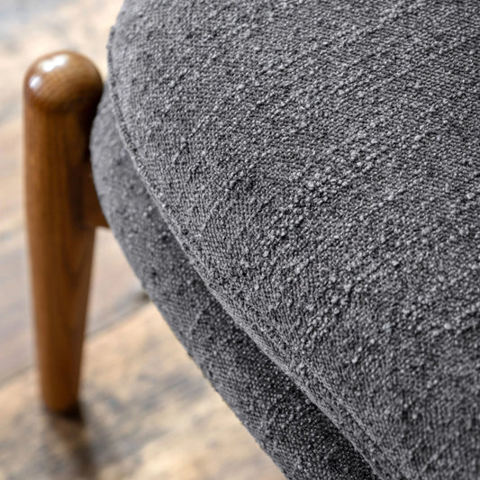 Charcoal Boucle Fabric Foot Stool 322