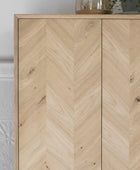 Chevron Fronted Oak 2 Door Cocktail Drinks Cabinet 2