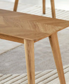 Chevron Patterned Top Oak Dining Bench 1