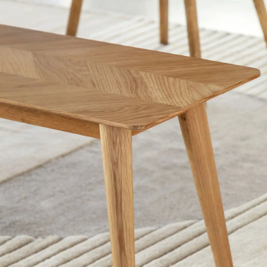 Chevron Patterned Top Oak Dining Bench 1