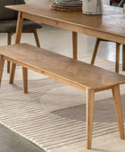 Chevron Patterned Top Oak Dining Bench