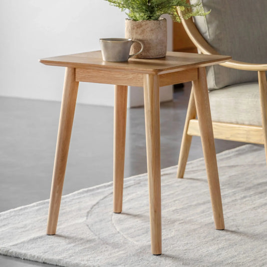 Chevron Topped Oak Square Side Table FARTHING