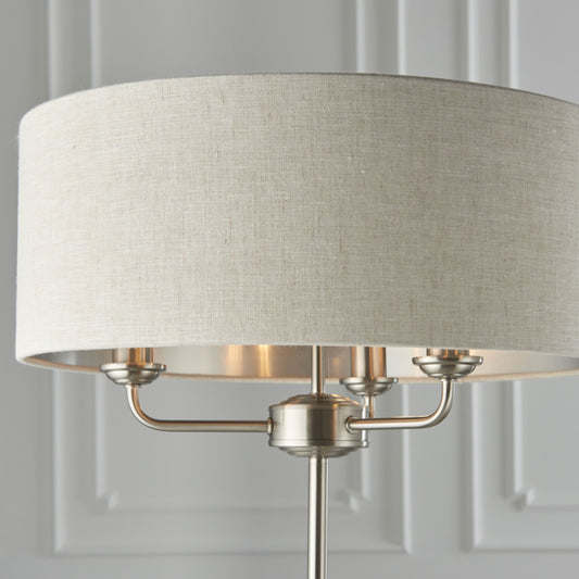 Chrome Floor Lamp with Fabric Shade