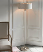 Chrome Floor Lamp with Fabric Shade 4