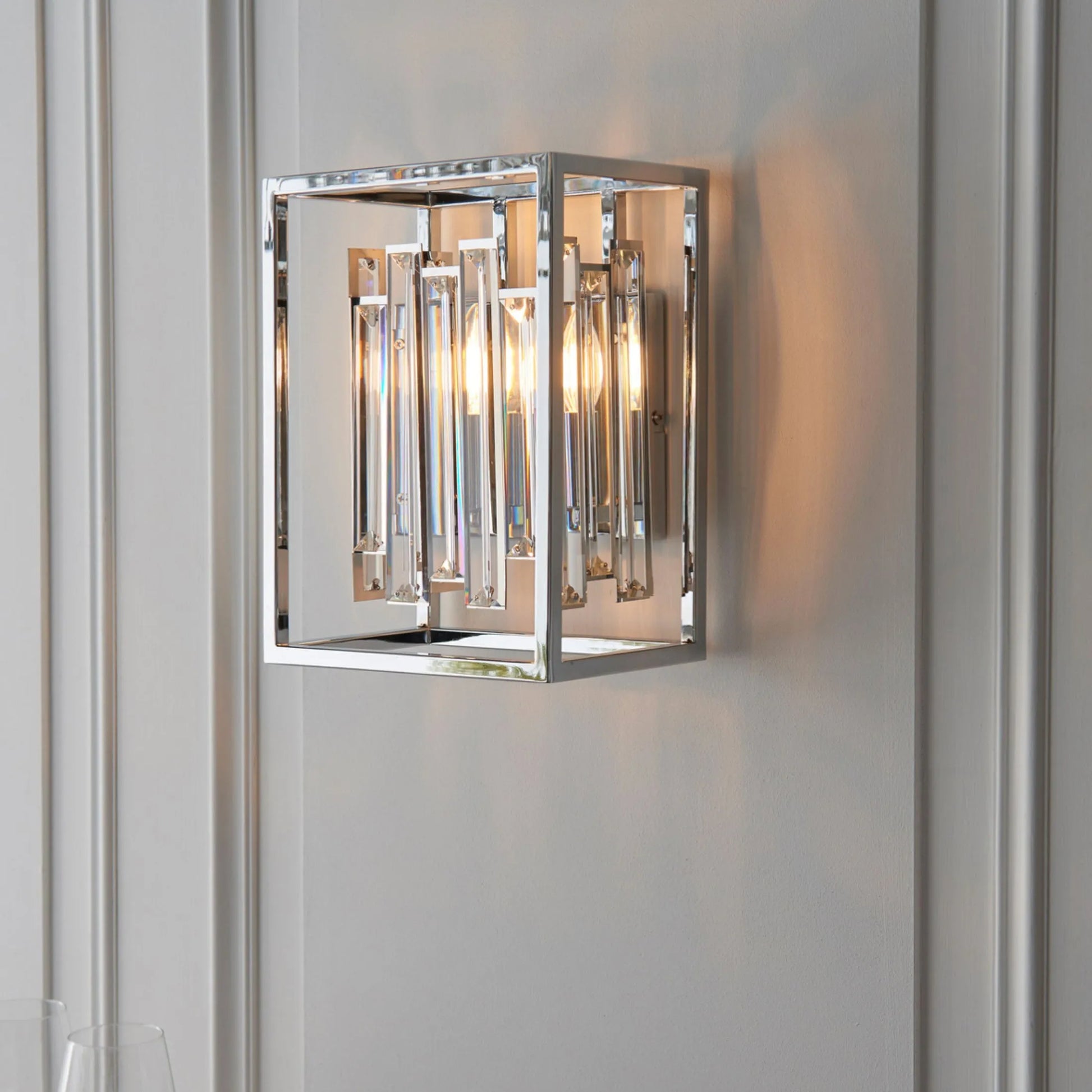 Chrome Framed Bevelled Glass Wall Light 5