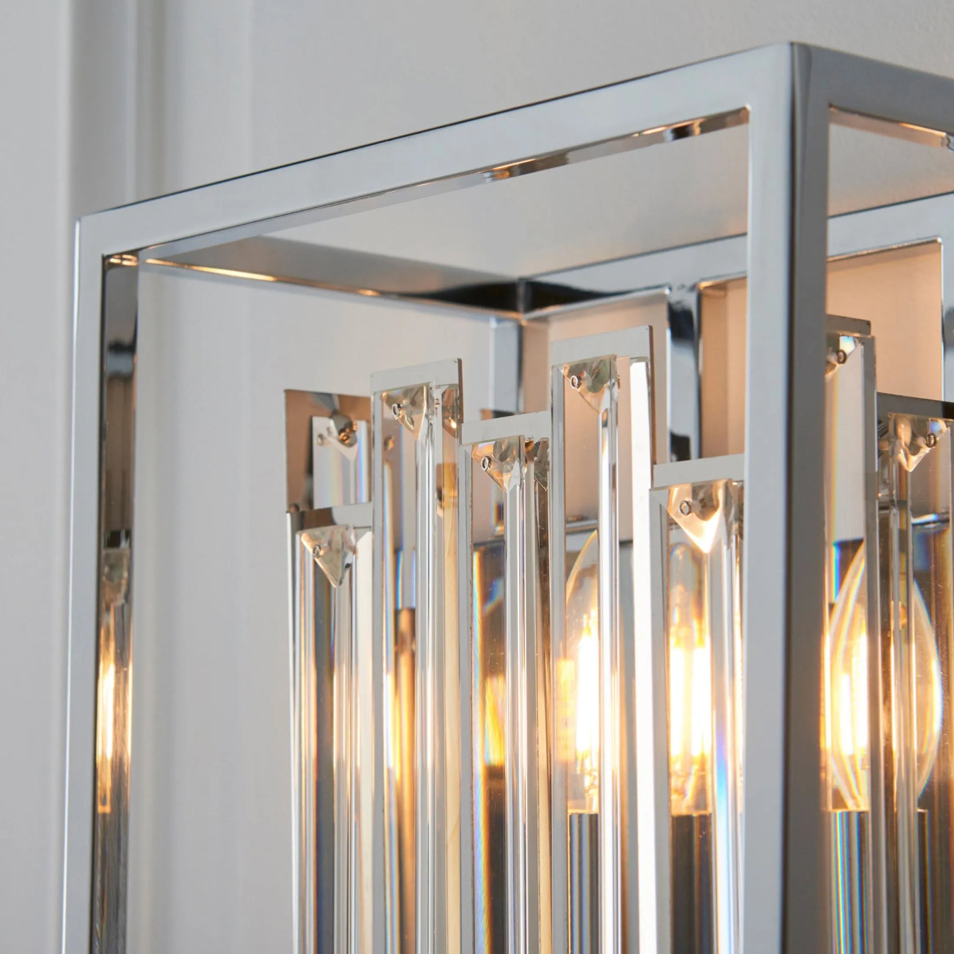 Chrome Framed Bevelled Glass Wall Light