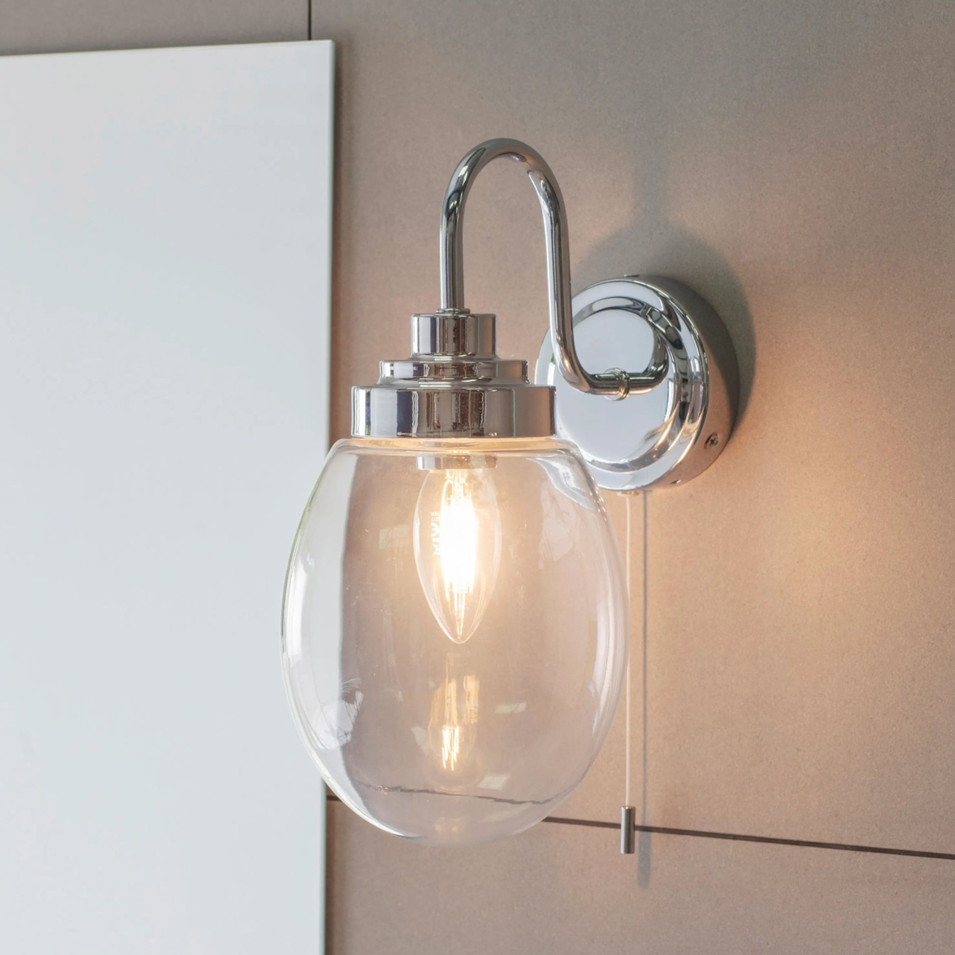 Chrome & Clear Glass Shade Bathroom Wall Light