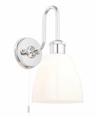 Chrome & Opaque Glass Shade Bathroom Swan Neck Wall Light 65