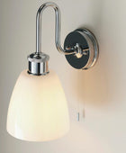  Chrome & Opaque Glass Shade Bathroom Swan Neck Wall Light3