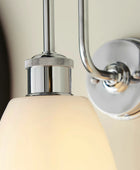 Chrome & Opaque Glass Shade Bathroom Swan Neck Wall Light 5