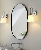 Chrome & Opaque Glass Shade Bathroom Swan Neck Wall Light 7