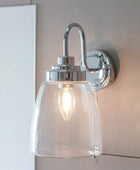 Chrome and Clear Glass Shade Bathroom Wall Light - The Farthing