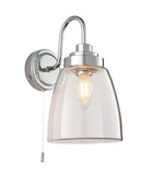 Chrome and Clear Glass Shade Bathroom Wall Light - The Farthing