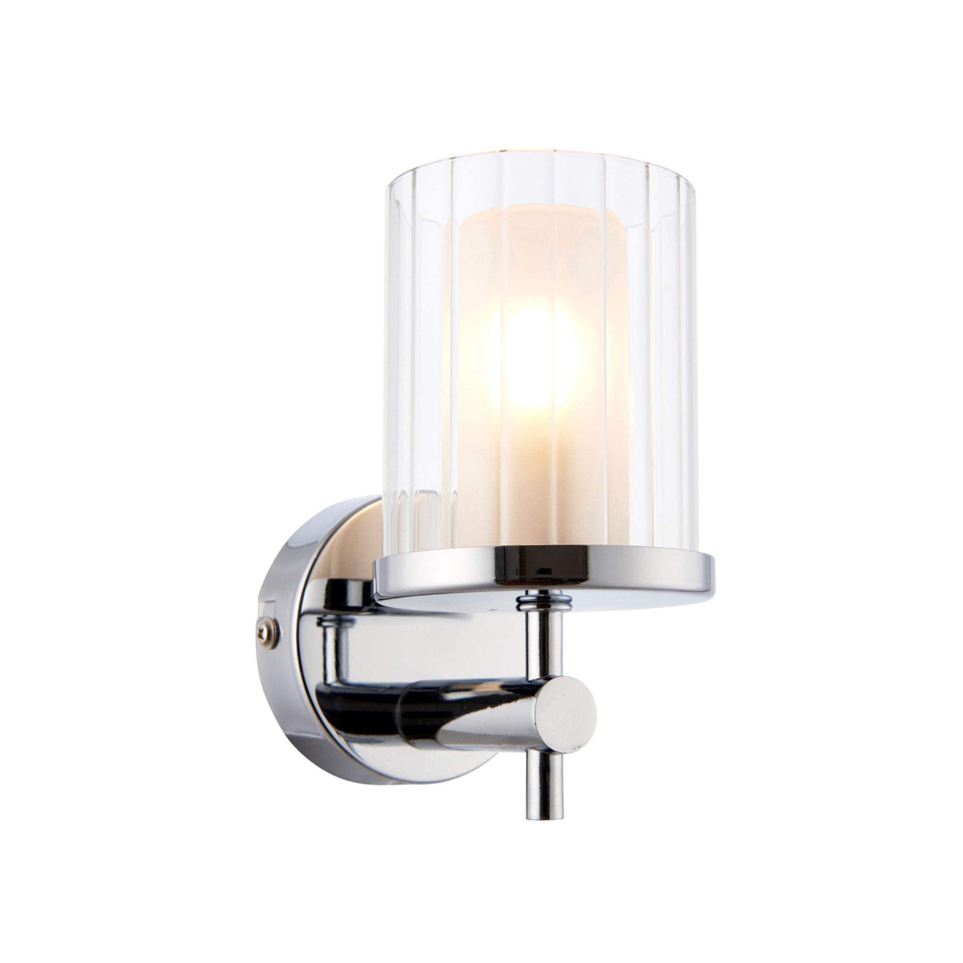 Clear Ridged Glass Shade Bathroom Wall Light - The Farthing