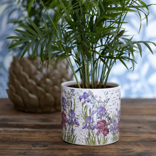 Colourful Iris Pattern Ceramic Plant Pot - The Farthing