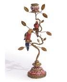 Colourful Parrots On Branch Candle Holder 1