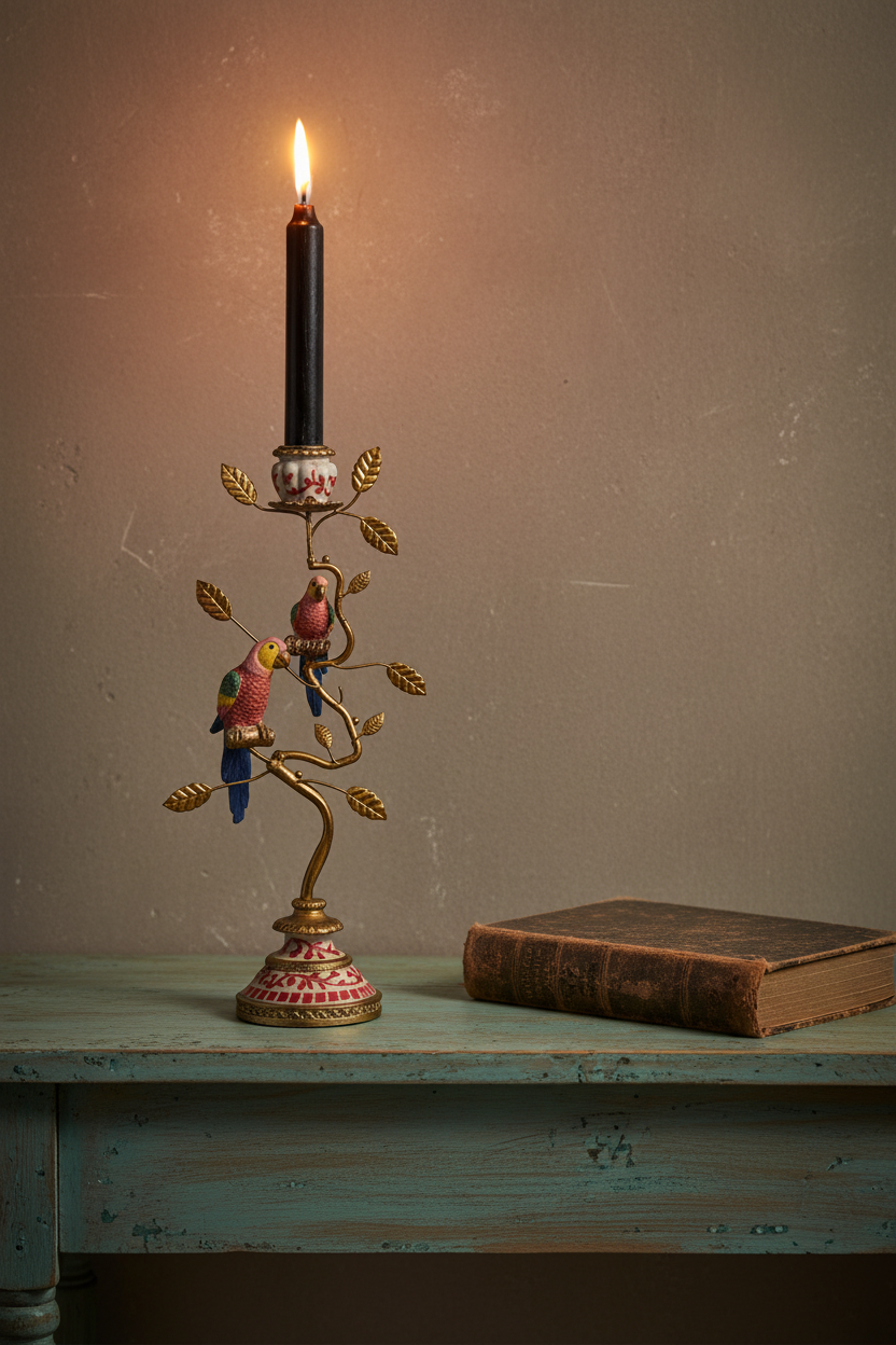 Colourful Parrots On Branch Candle Holder 5