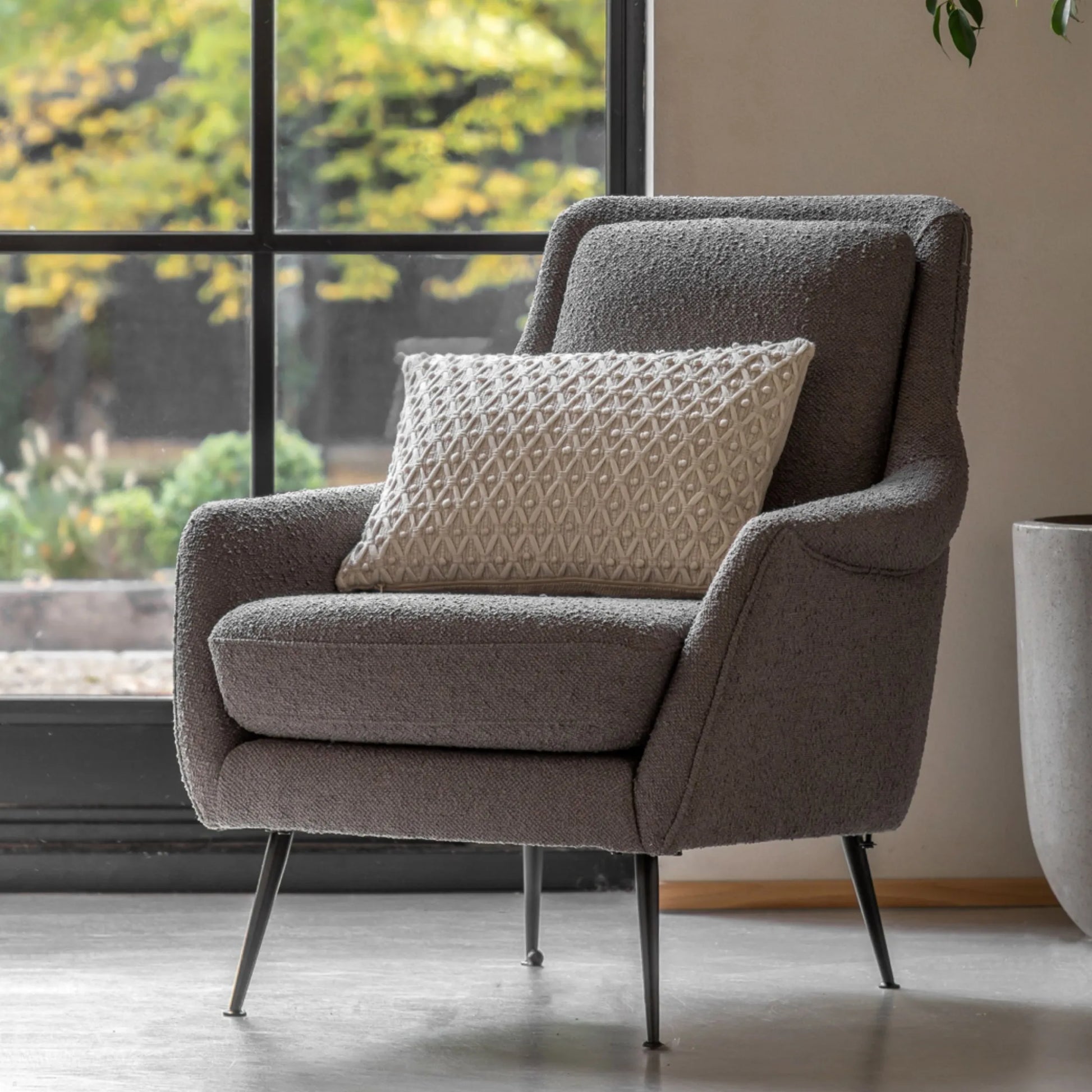 Comfy Dark Grey Linen Armchair