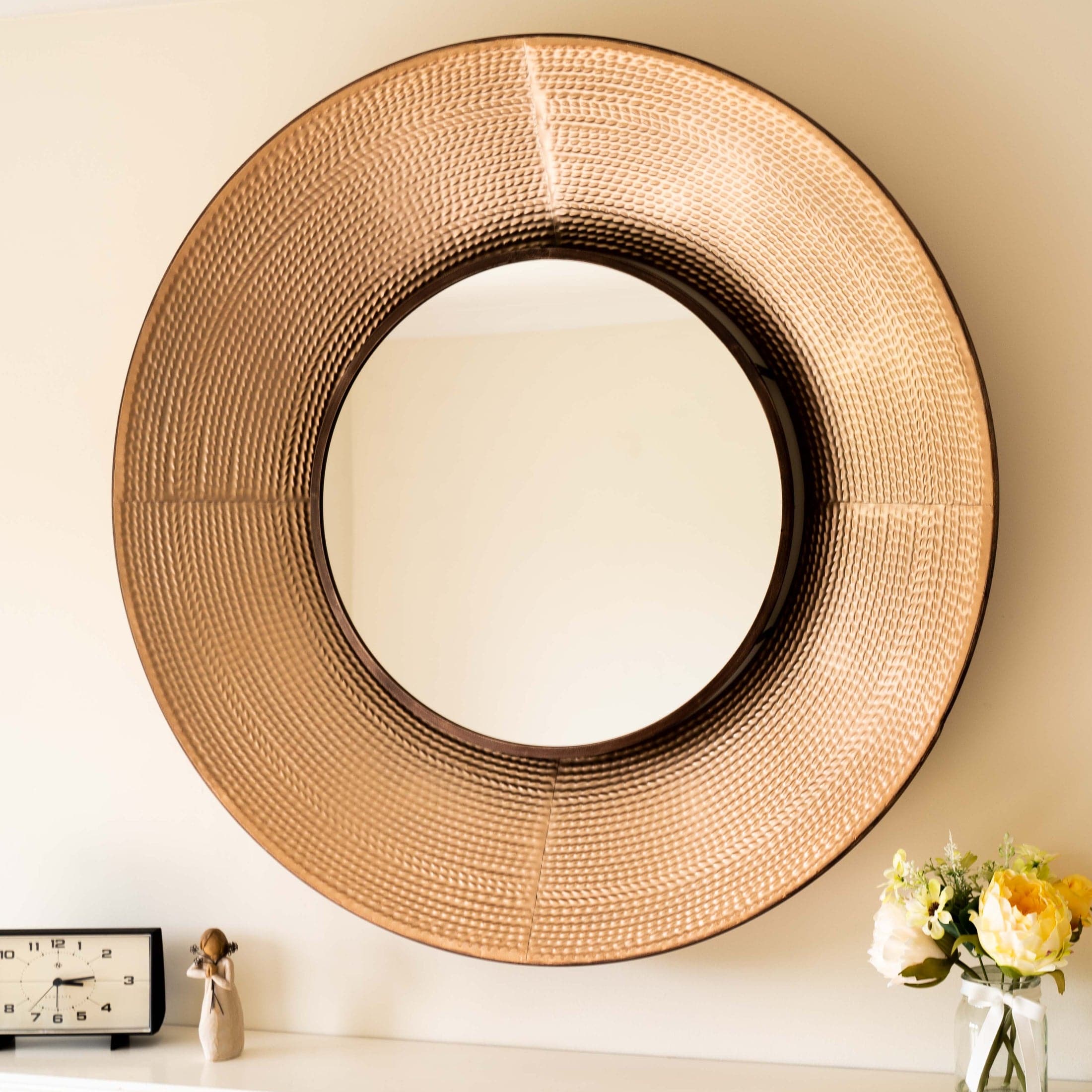Copper Industrial Round Metal Wall Mirror