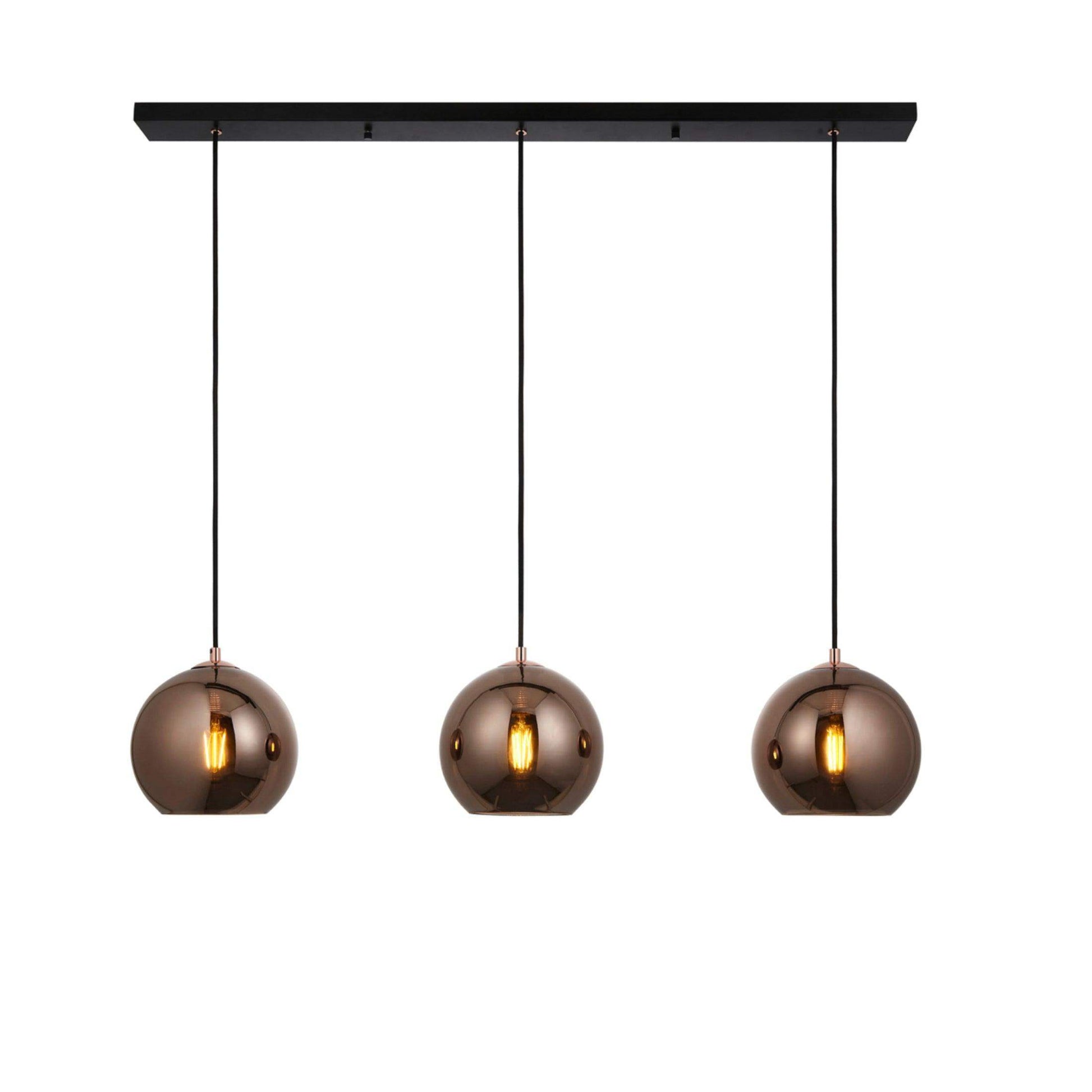 Copper Mirrored Glass Trio Pendant Light - The Farthing