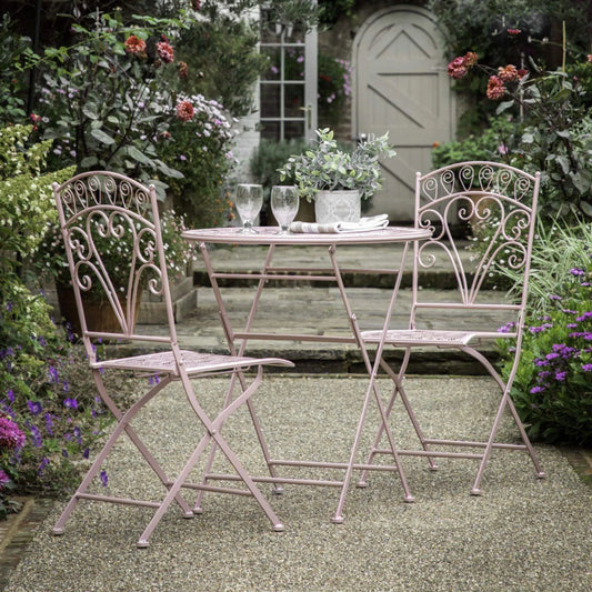 Coral Pink Metal 2 Seater Bistro Set - The Farthing