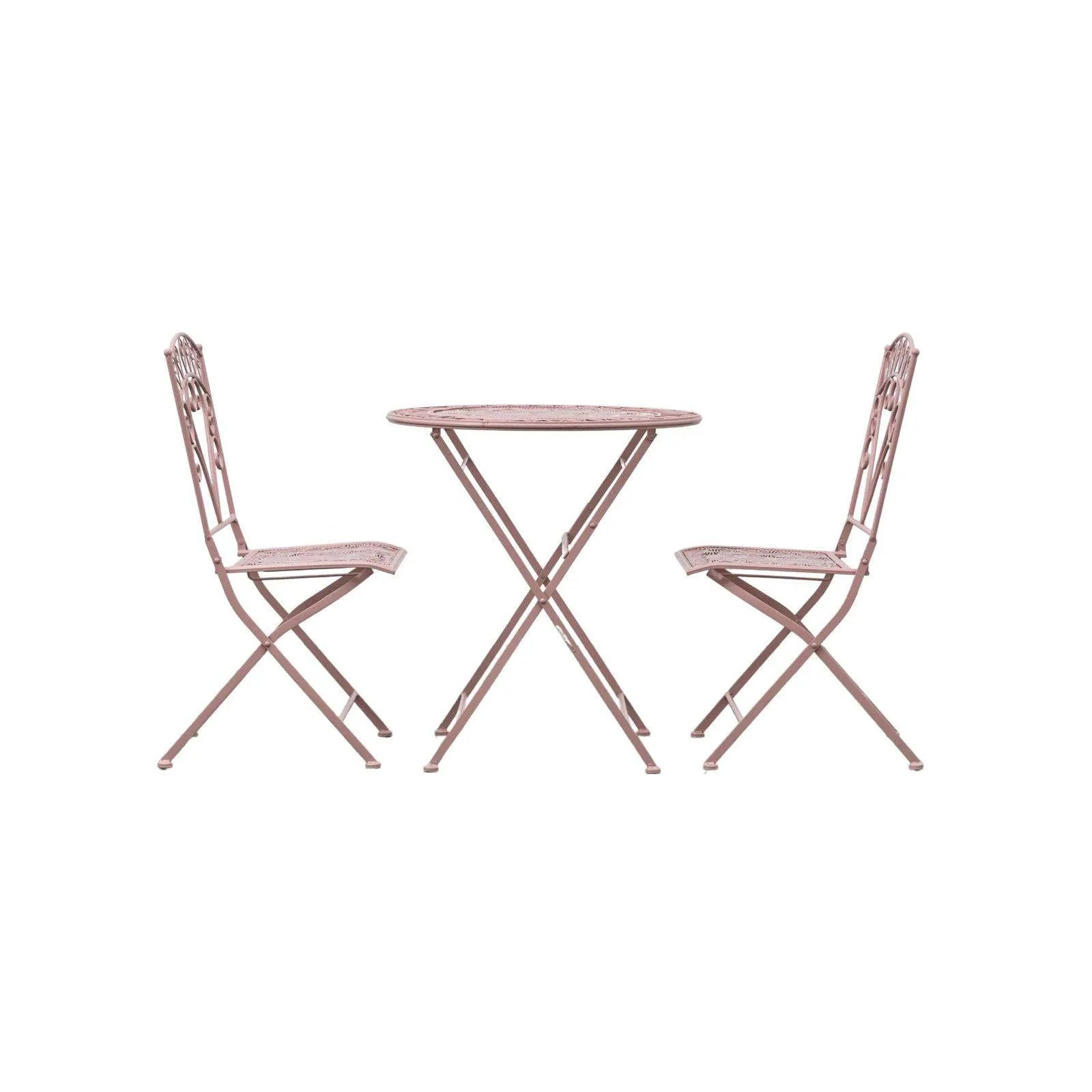 Coral Pink Metal 2 Seater Bistro Set - The Farthing