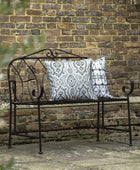 Country Style Distressed Dark Painted Metal Garden Bench - The Farthing