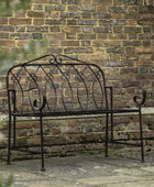 Country Style Distressed Dark Painted Metal Garden Bench - The Farthing