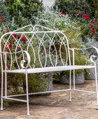 Country Style Distressed White Metal Garden Bench - The Farthing