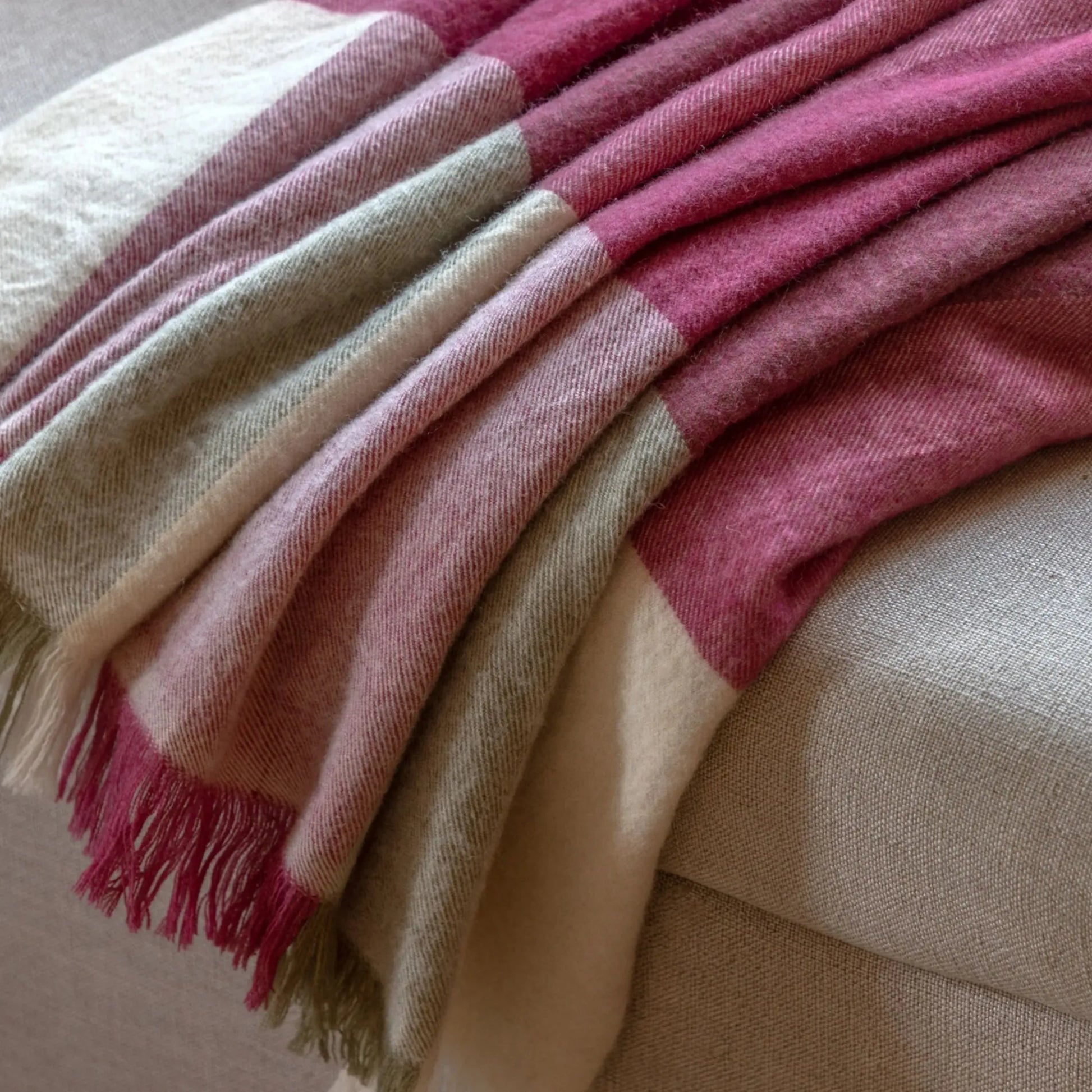 Cranberry and Olive Woven Throw