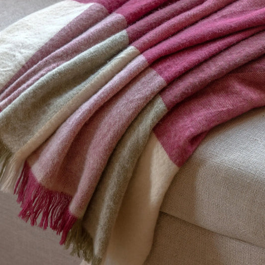 Cranberry and Olive Woven Throw