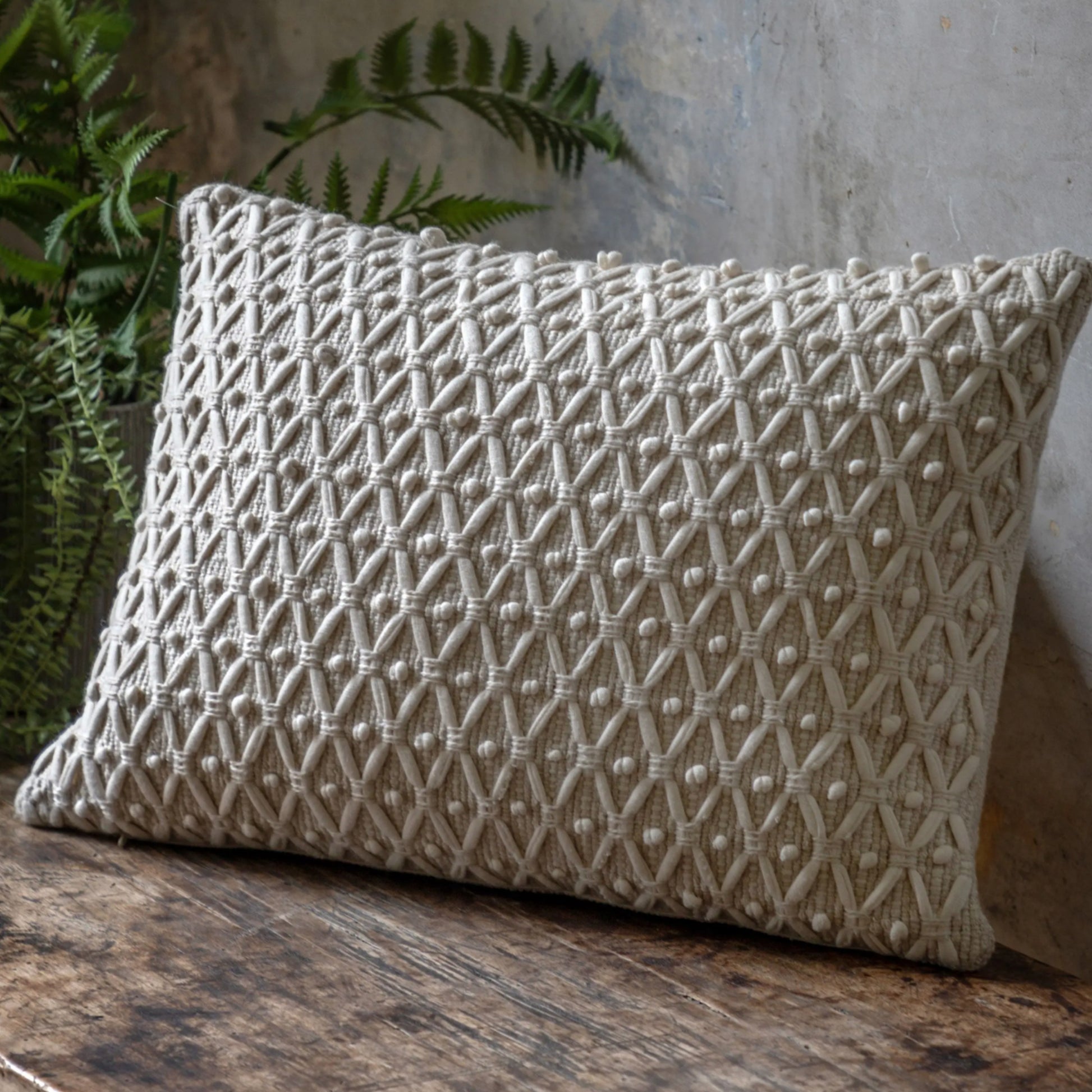 Cream Boho Woven Cushion 4