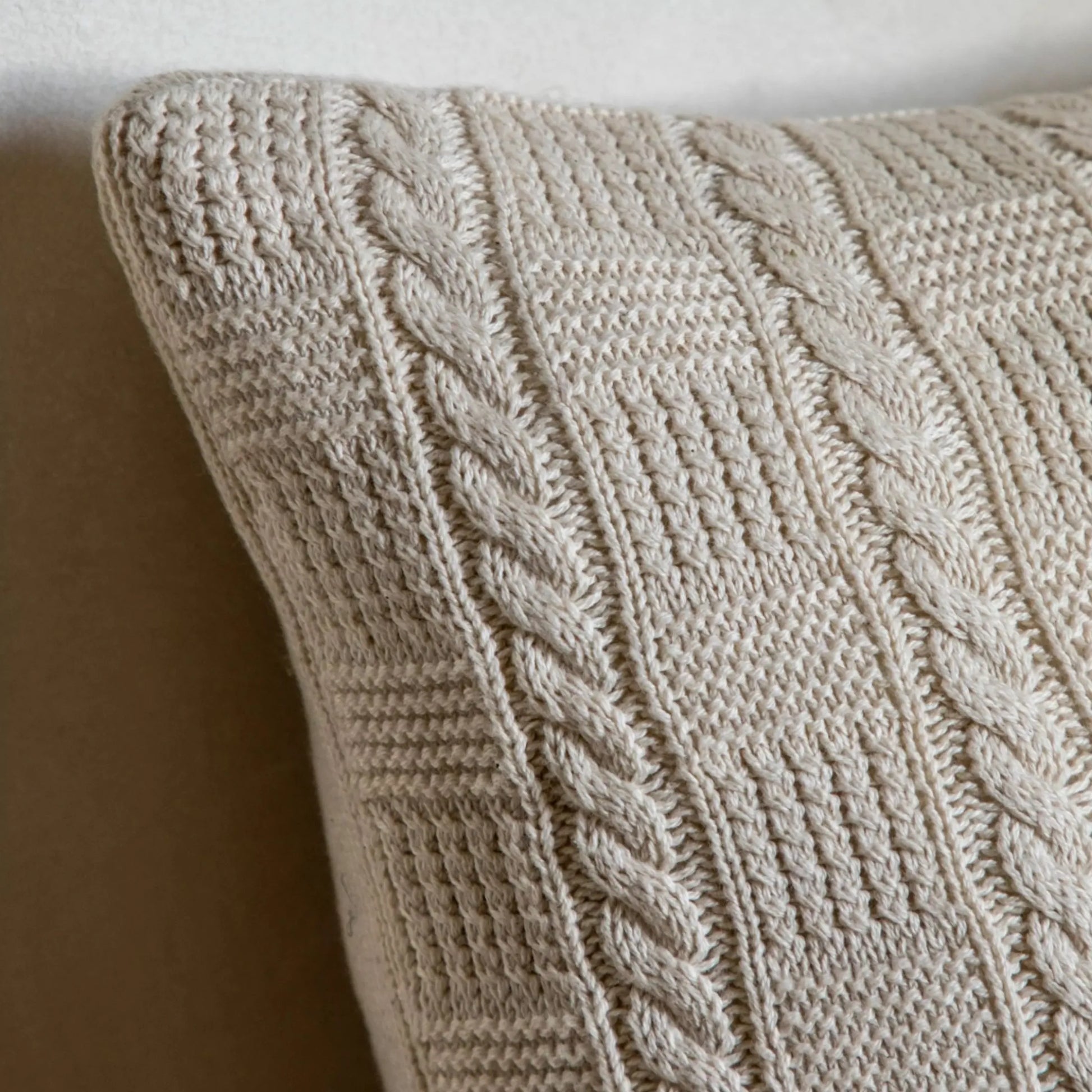 Cream Cable Knit Cushion