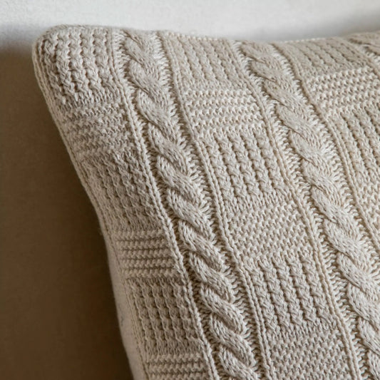 Cream Cable Knit Cushion