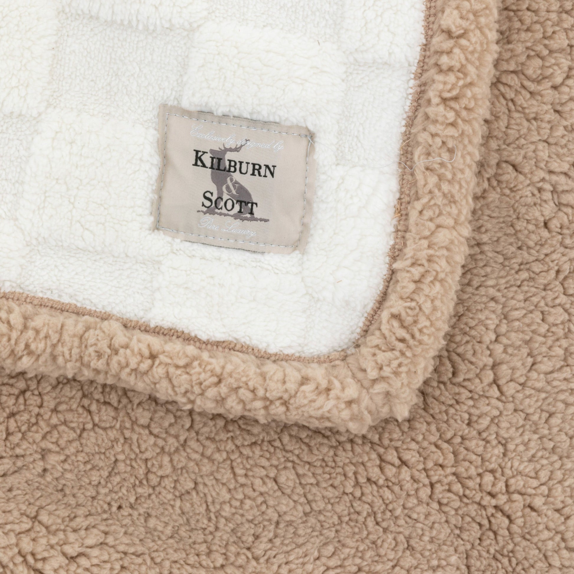 Cream Chequered & Beige Teddy Throw 4