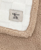 Cream Chequered & Beige Teddy Throw 4