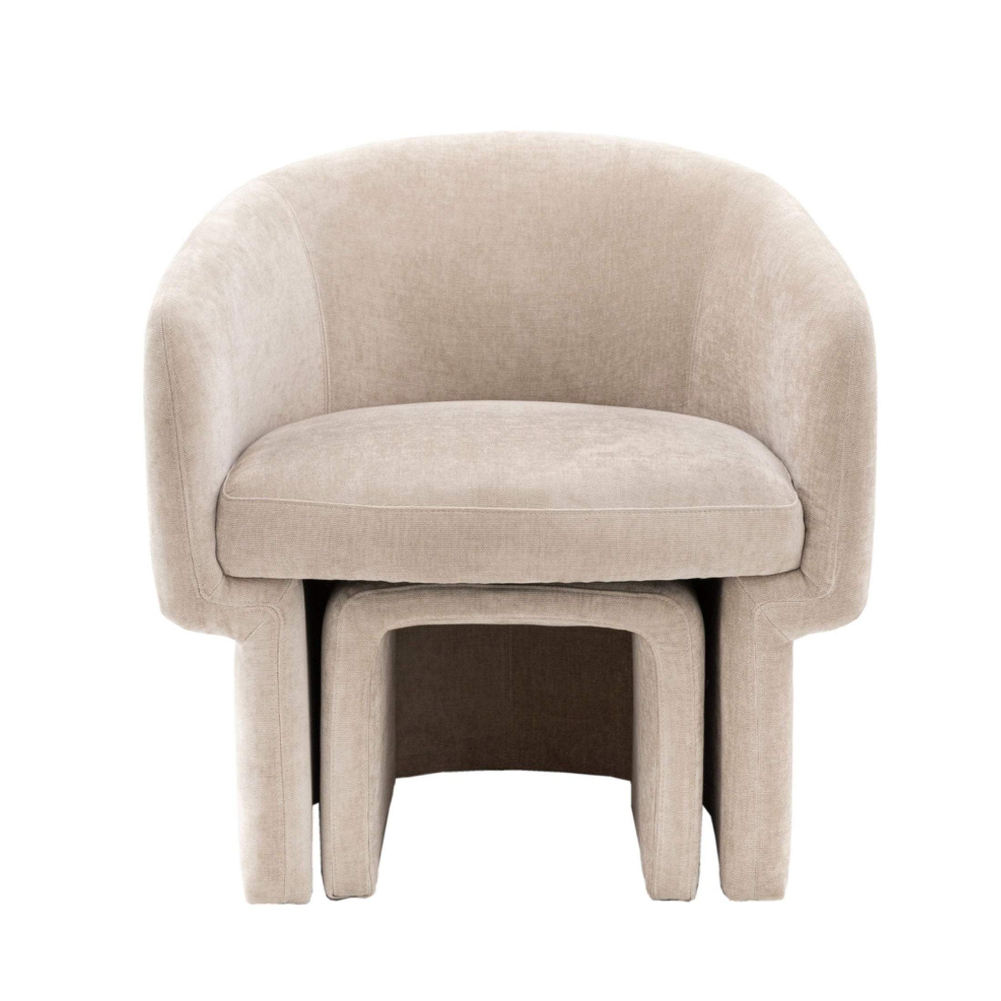 Cream Fabric Curved Armchair - The Farthing