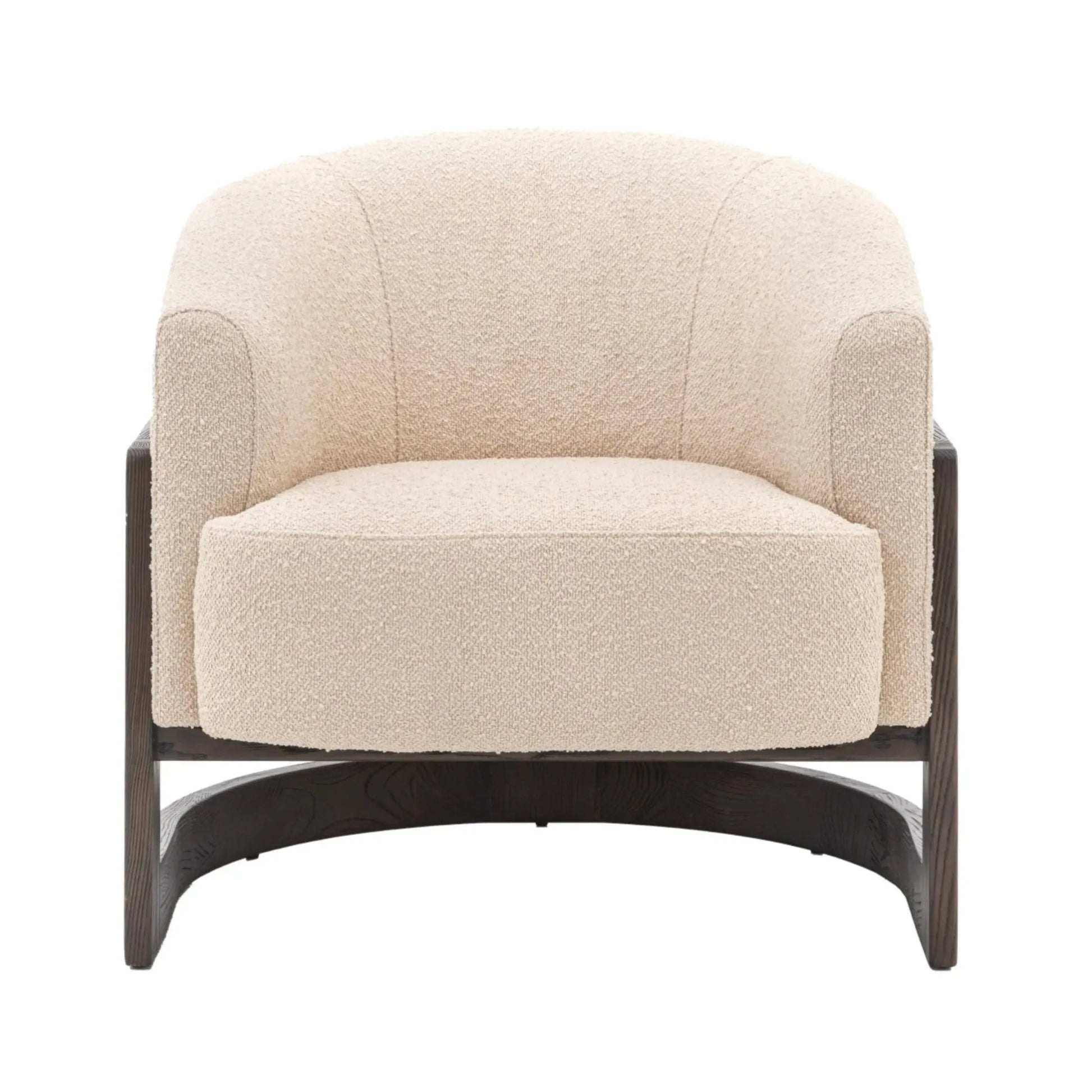 Cream Fabric Curved Backrest Armchair 3