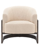 Cream Fabric Curved Backrest Armchair 3