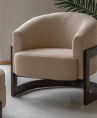 Cream Fabric Curved Backrest Armchair 6