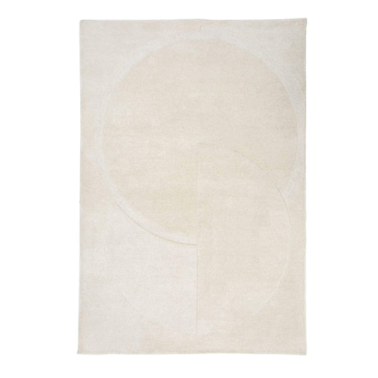 Cream Hand Tufted Geometric Design Lambswool Rug - The Farthing