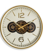 Cream & Gold Cogs Wall Clock 55