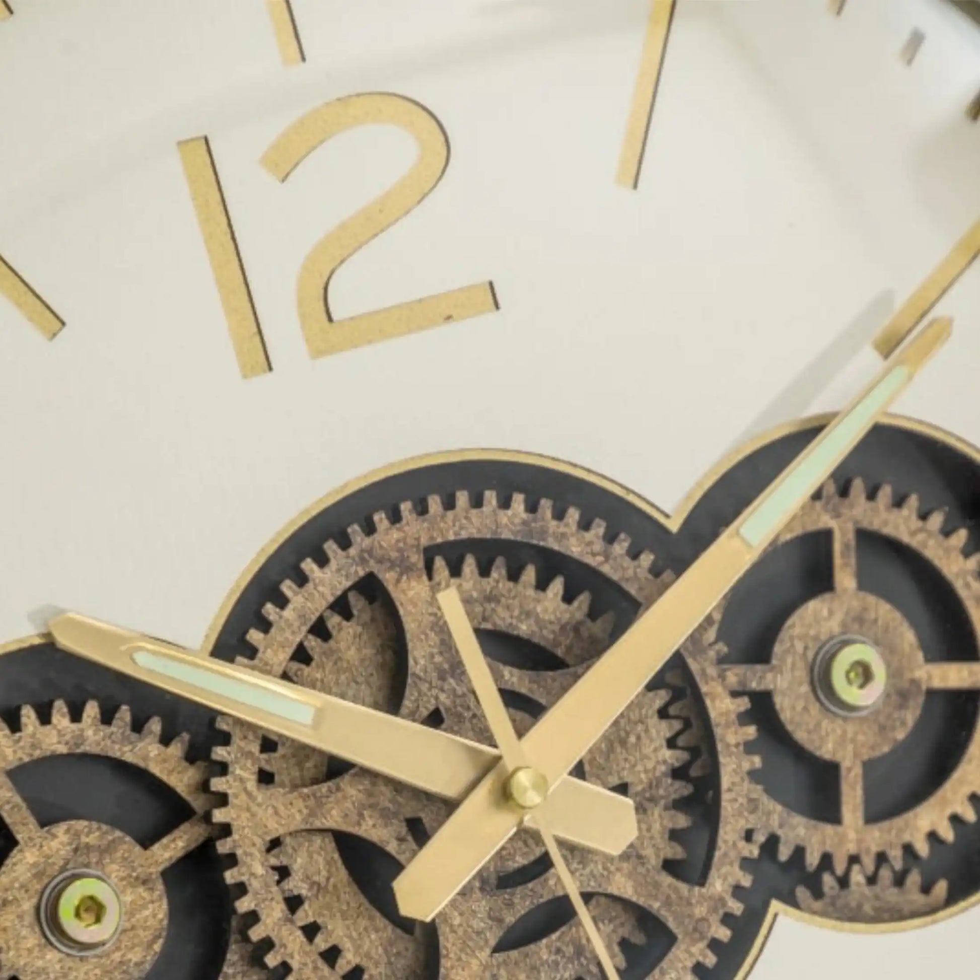 Cream & Gold Cogs Wall Clock 4