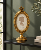 Crown Topped Antique Gold Oval Photo Frame 4X6"