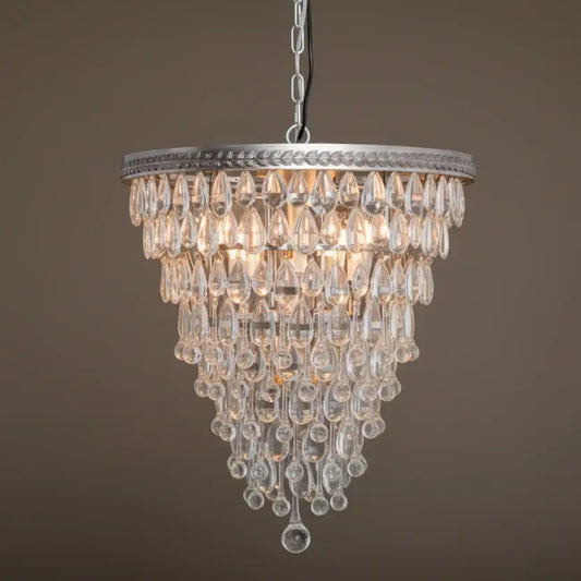Chandelier with crystal accents on a brown background