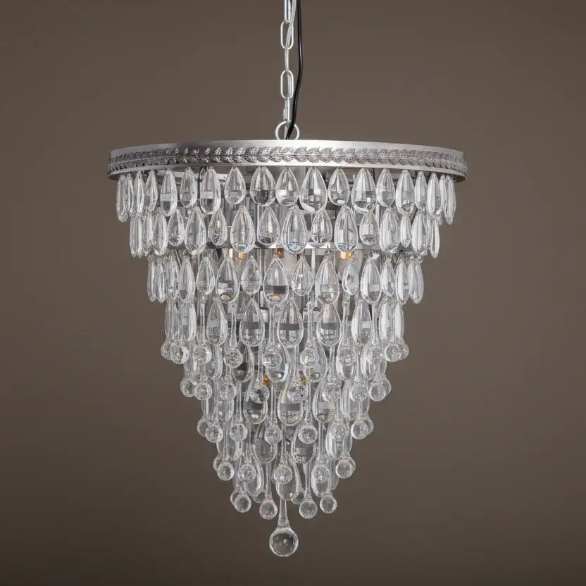 Crystal chandelier on a brown background