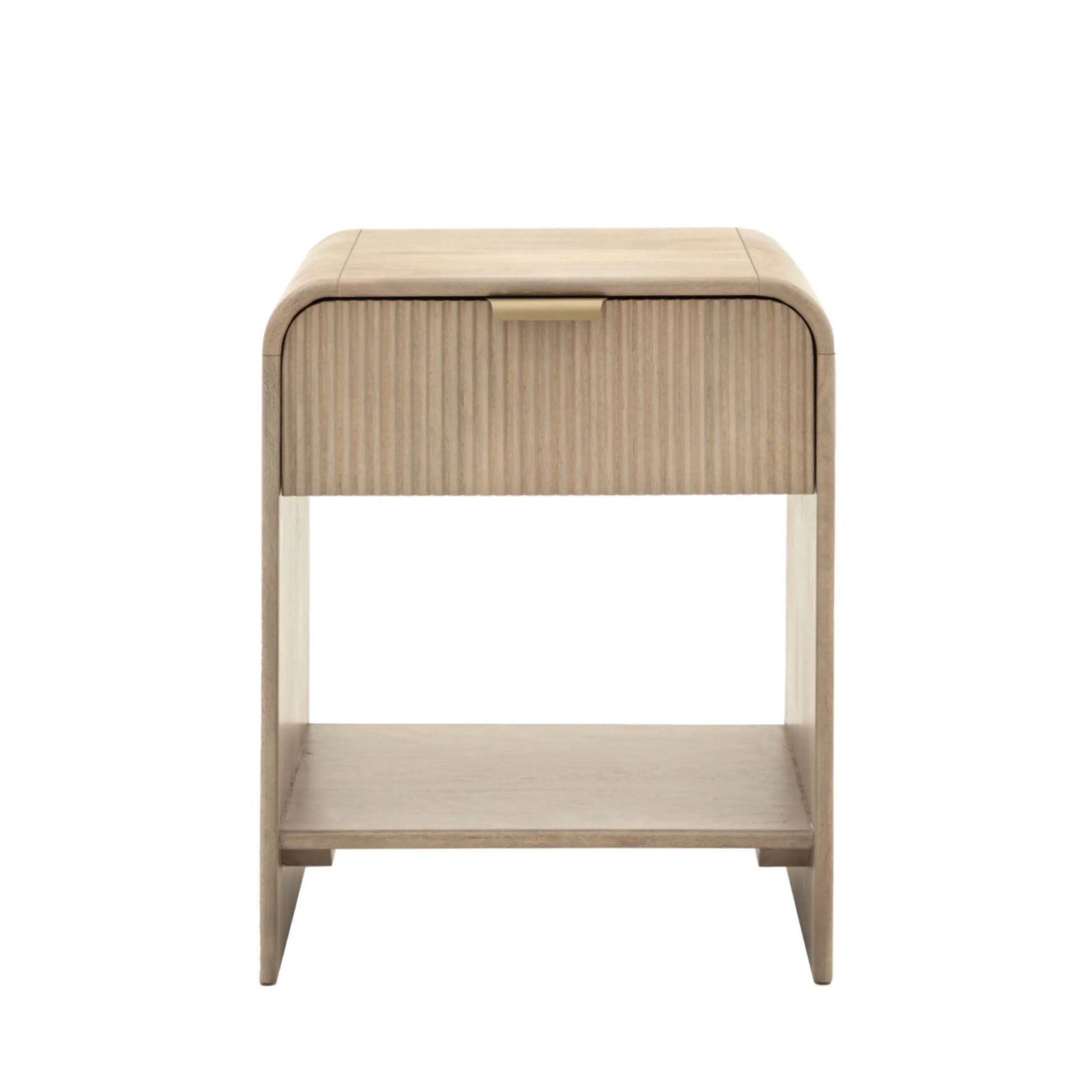 Curved Edge Mango Wood 1 Drawer Side Table 2